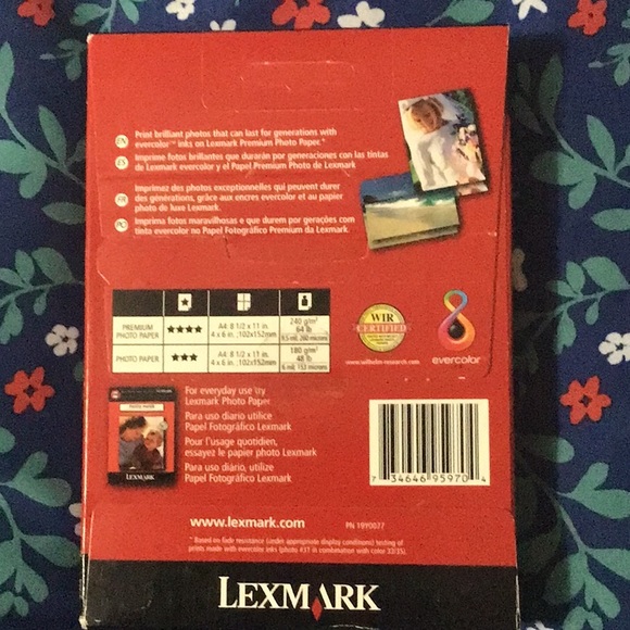 One unopened box Lexmark premium photo paper, 70 count 4 x 6 - Picture 2 of 2